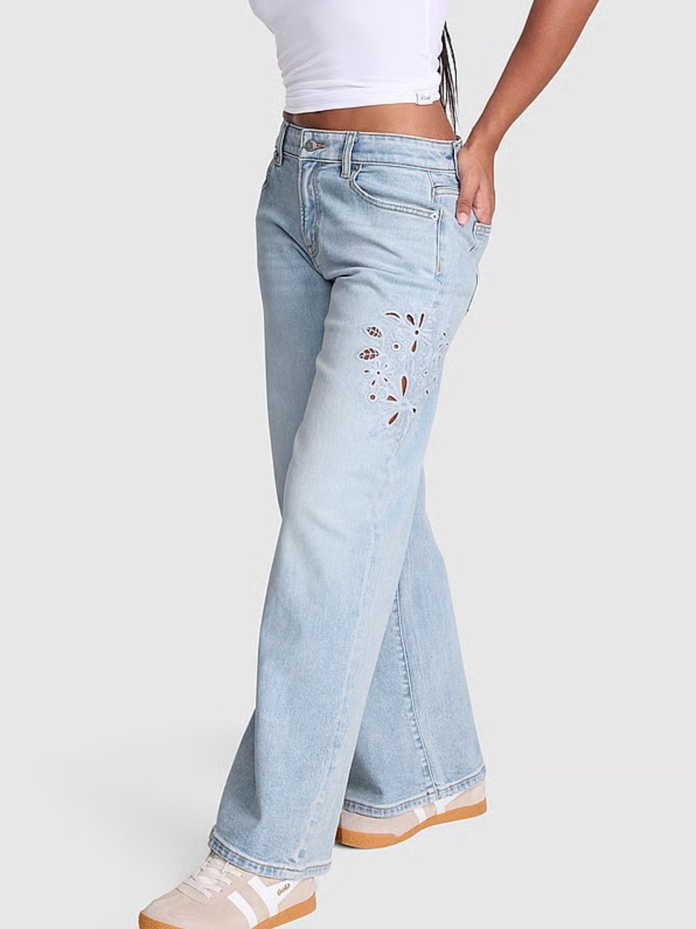 Denim By Pink Mid Rise Baggy Wide Leg Jeans Size 14